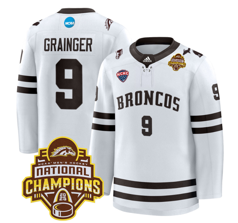 Luke Grainger Jersey #9 Western Michigan Broncos 2025 National Champions Patch Stitched