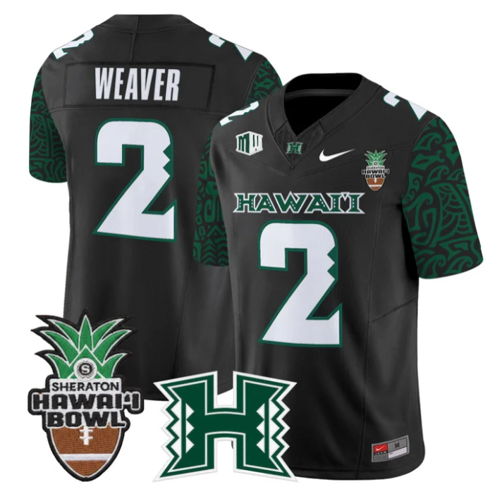 Luke Weaver Jersey #2 Hawai'i Rainbow 2025 Hawai'i Bowl Stitched Black Limited