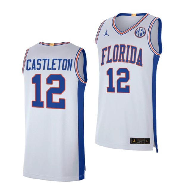 #12 Colin Castleton Jersey Florida Gators College Basketball Jerseys White