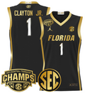 Men Walter Clayton Jr Jersey #1 Florida Gators 2025 SEC Champions Black Gold