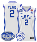 Men Cooper Flagg Jersey #2 Duke Blue Devils 2025 ACC Champions Stitched White