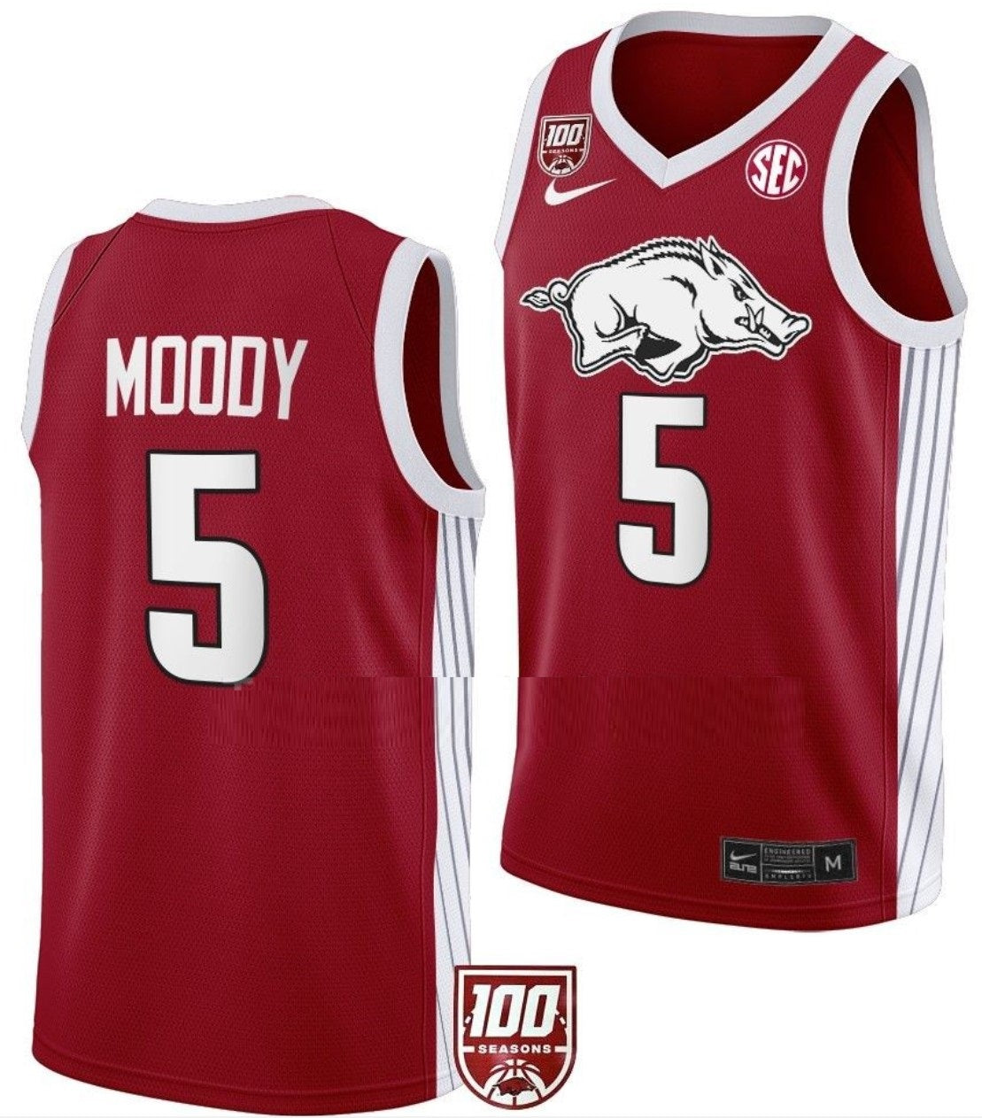 Moses Moody Jersey Arkansas Razorbacks College Basketball 100 Season #5