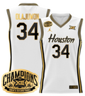 Men Hakeem Olajuwon Jersey #34 Houston Cougar 2025 Big 12 Champions White Gold