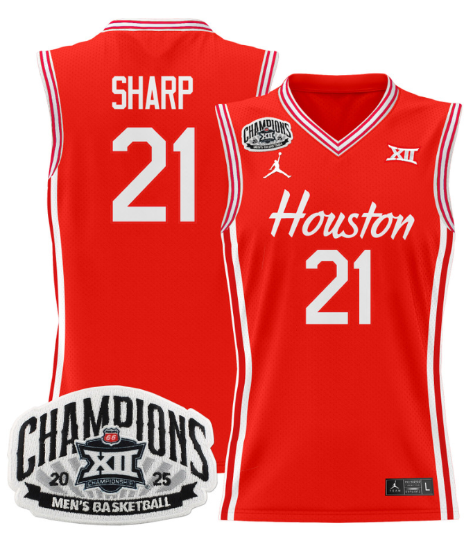 Men Emanuel Sharp Jersey #21 Houston Cougar 2025 Big 12 Champions Red