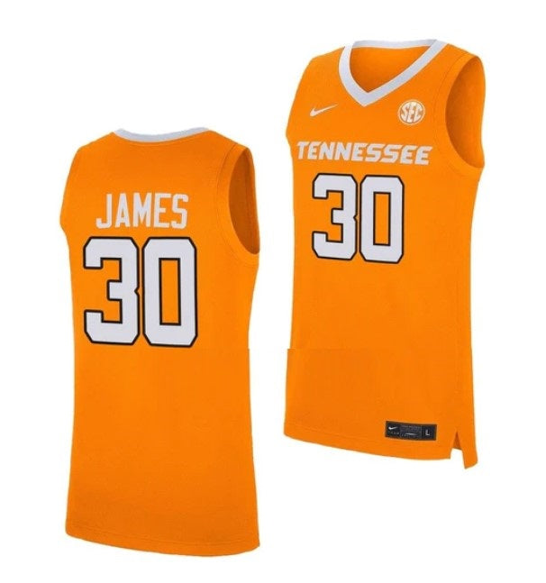 Men's #30 Josiah James Jersey Tennessee Volunteers College Basketball Jerseys Orange