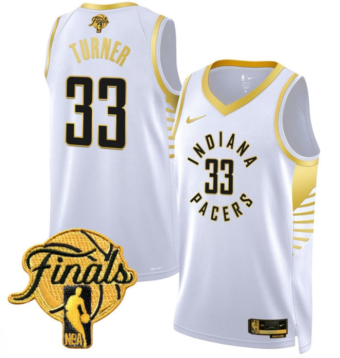 Myles Turner Jersey #33 Indiana Pacers 2025 Finals Swingman Stitched White Gold