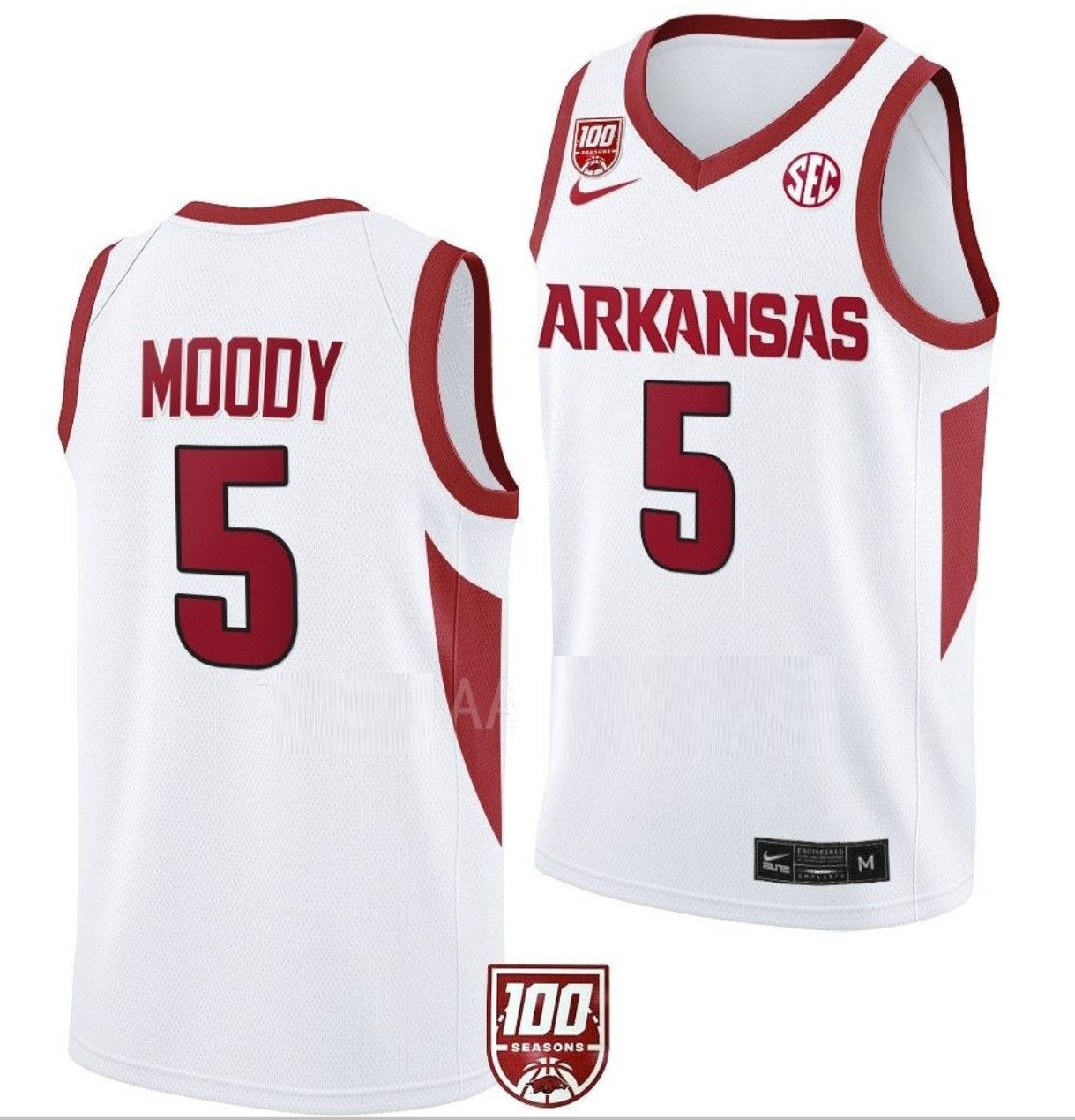Moses Moody Jersey Arkansas Razorbacks College Basketball 100 Season #5