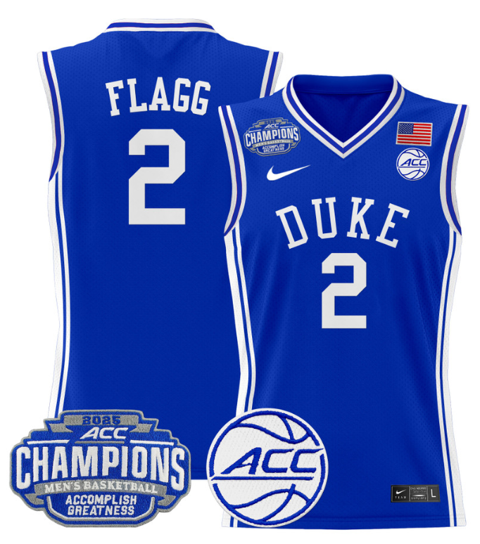 Men Cooper Flagg Jersey #2 Duke Blue Devils 2025 ACC Champions Stitched Royal