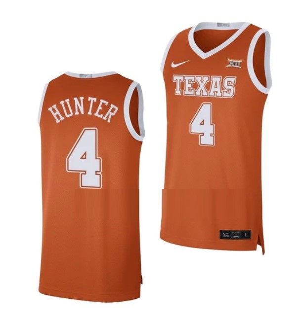 Men's #4 Tyrese Hunter Jersey Texas Longhorns College Basketball Jerseys Orange