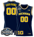 Men Custom Michigan Wolverines Jersey 2025 Big Ten Champions Stitched Navy