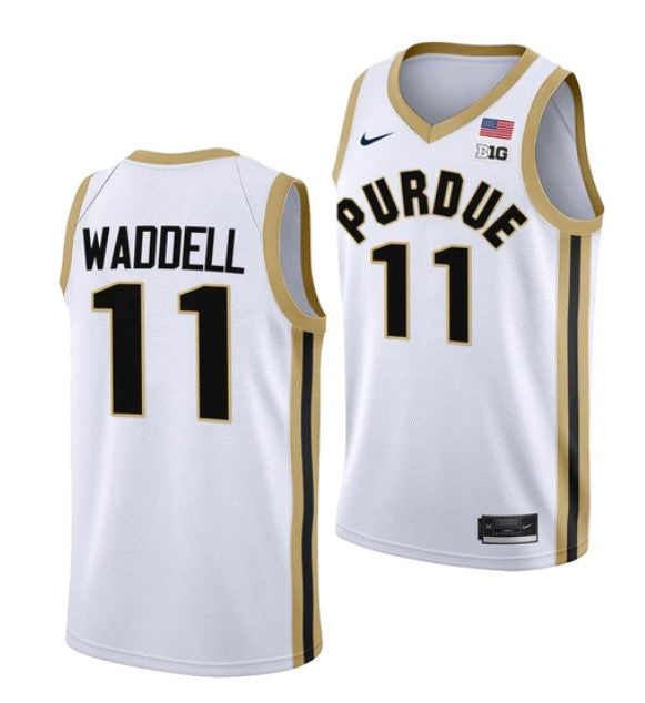 Men's #11 Brian Waddell Jersey Purdue Boilermakers College Basketball Jerseys White