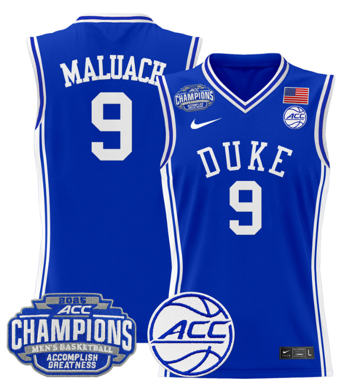 Men Khaman Maluach Jersey #9 Duke Blue Devils 2025 ACC Champions Stitched Royal