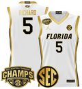 Men Will Richard Jersey #5 Florida Gators 2025 SEC Champions Stitched White Gold