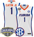 Men Walter Clayton Jr Jersey #1 Florida Gators 2025 SEC Champions White Gold