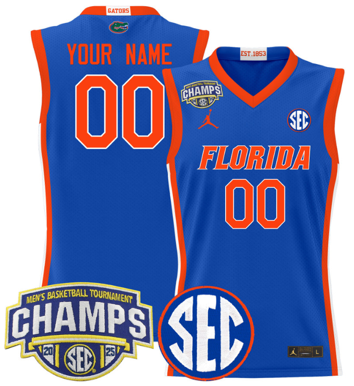 Men Custom Florida Gators Jersey 2025 SEC Champions Stitched Royal