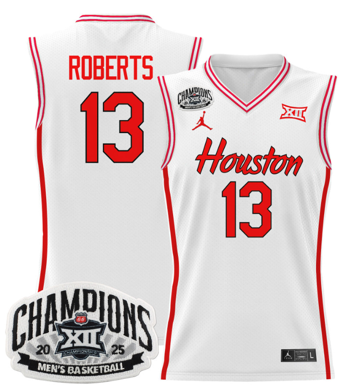 Men J'Wan Roberts Jersey #13 Houston Cougar 2025 Big 12 Champions White