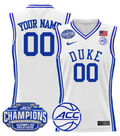 Men Custom Duke Blue Devils Jersey 2025 ACC Champions Stitched White
