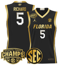 Men Will Richard Jersey #5 Florida Gators 2025 SEC Champions Stitched Black Gold