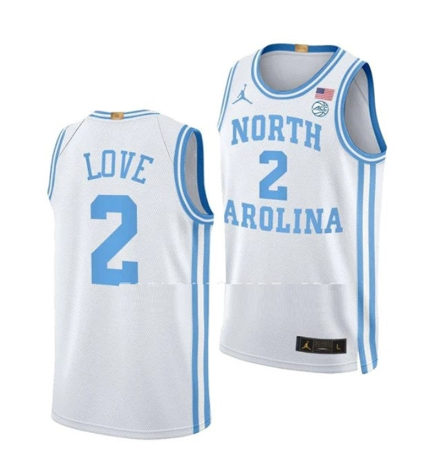 Men's #2 Caleb Love Jersey North Carolina Tar Heels College Basketball Jerseys White Elite