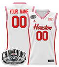 Men Custom Houston Cougar Jersey 2025 Big 12 Tournament Champions White Gold