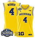 Men Chris Webber Jersey #4 Michigan Wolverines 2025 Big Ten Champions Maize