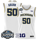 Men Vladislav Goldin Jersey #50 Michigan Wolverines 2025 Big Ten Champions White