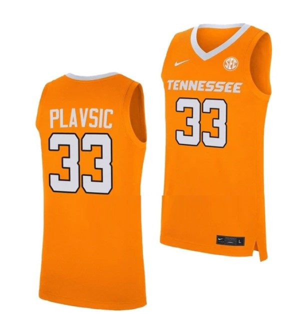 Men's #33 Uros Plavsic Jersey Tennessee Volunteers College Basketball Jerseys Orange
