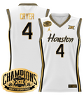 Men L.J. Cryer Jersey #4 Houston Cougar 2025 Big 12 Champions White Gold