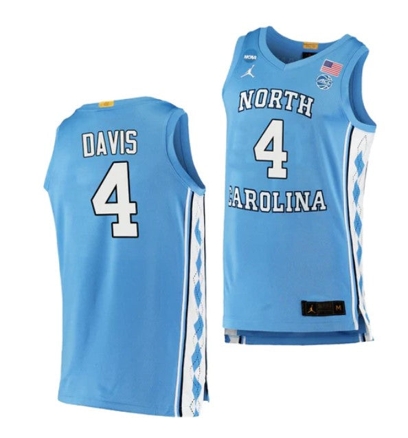 Men's #4 R.J. Davis Jersey North Carolina Tar Heels College Basketball Jerseys Blue