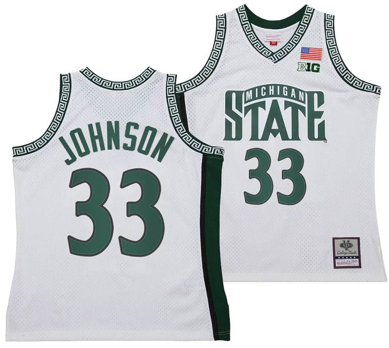 Magic Johnson Jersey #33 Michigan State Spartans 125th Basketball Anniversary 1999 Throwback White