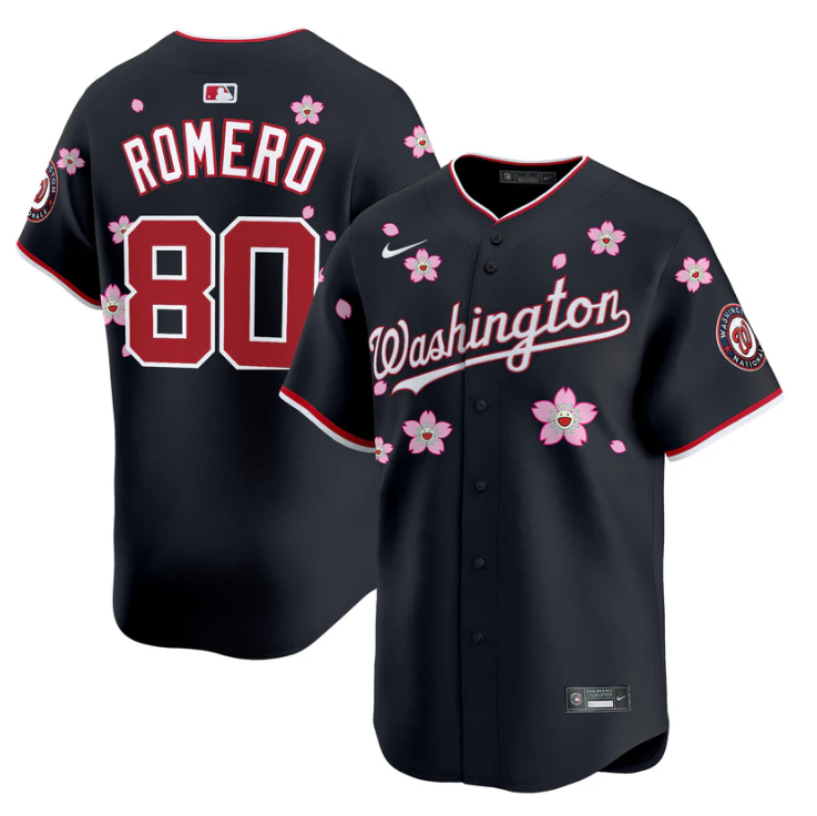 Maxwell Romero Jr Jersey #80 Washington Nationals Cherry Blossom Vapor Premier Limited Stitched