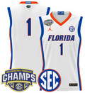 Men Team Jersey #1 Florida Gators 2025 SEC Champions Stitched White