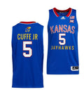 Men's #5 Kyle Cuffe Jr Jersey Kansas Jayhawks College Basketball Jerseys Royal Throwback