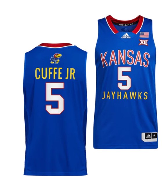 Men's #5 Kyle Cuffe Jr Jersey Kansas Jayhawks College Basketball Jerseys Royal Throwback