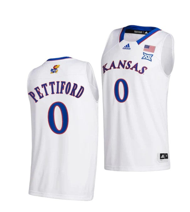 Men's #0 Bobby Pettiford Jr Jersey Kansas Jayhawks College Basketball Jerseys White 2022