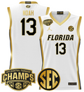 Men Joakim Noah Jersey #13 Florida Gators 2025 SEC Champions Stitched White Gold