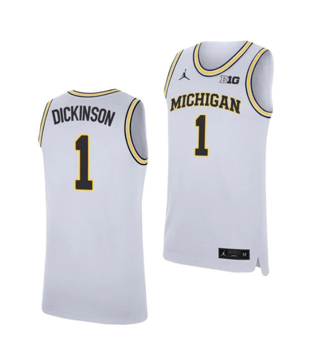1 Hunter Dickinson Jersey Michigan Wolverines College Basketball Jerseys White