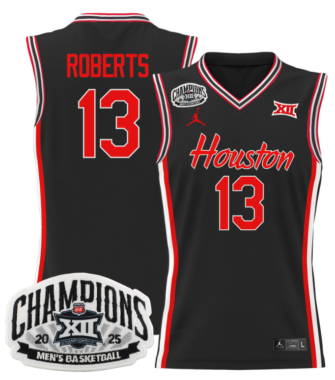 Men J'Wan Roberts Jersey #13 Houston Cougar 2025 Big 12 Champions Stitched Black