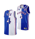 Men's #4 Gradey Dick Jersey Kansas Jayhawks College Basketball Jerseys White Royal Split