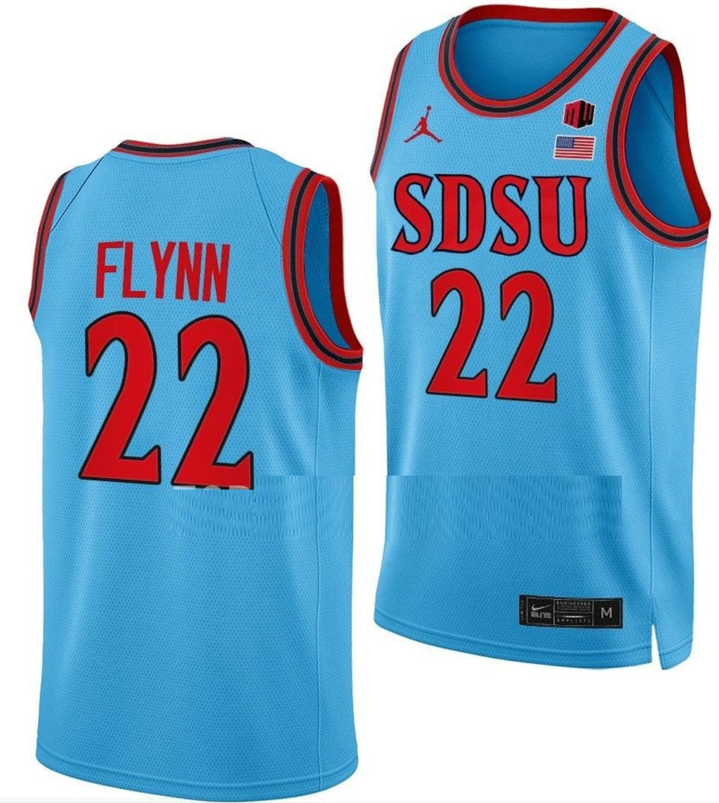 Malachi Flynn Jersey San Diego State Aztecs College Basketball Blue Alternate #22