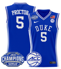 Men Tyrese Proctor Jersey #5 Duke Blue Devils 2025 ACC Champions Stitched Royal