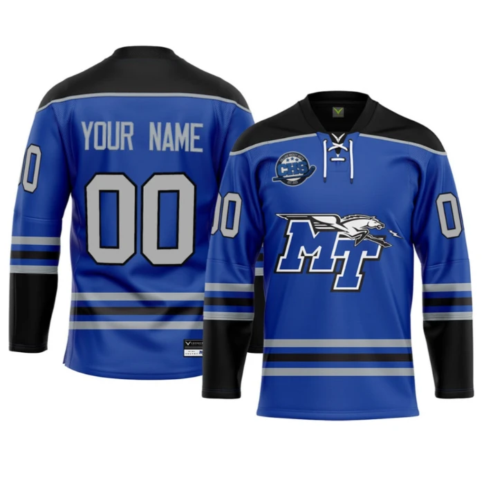 MTSU Blue Hockey Custom Jersey - All Stitched