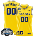 Men Custom Michigan Wolverines Jersey 2025 Big Ten Champions Stitched Maize