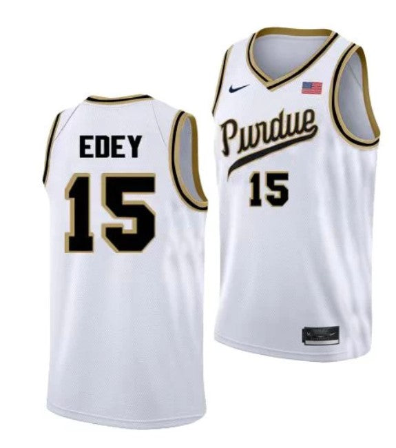 Men's #15 Zach Edey Jersey Purdue Boilermakers College Basketball Jerseys White