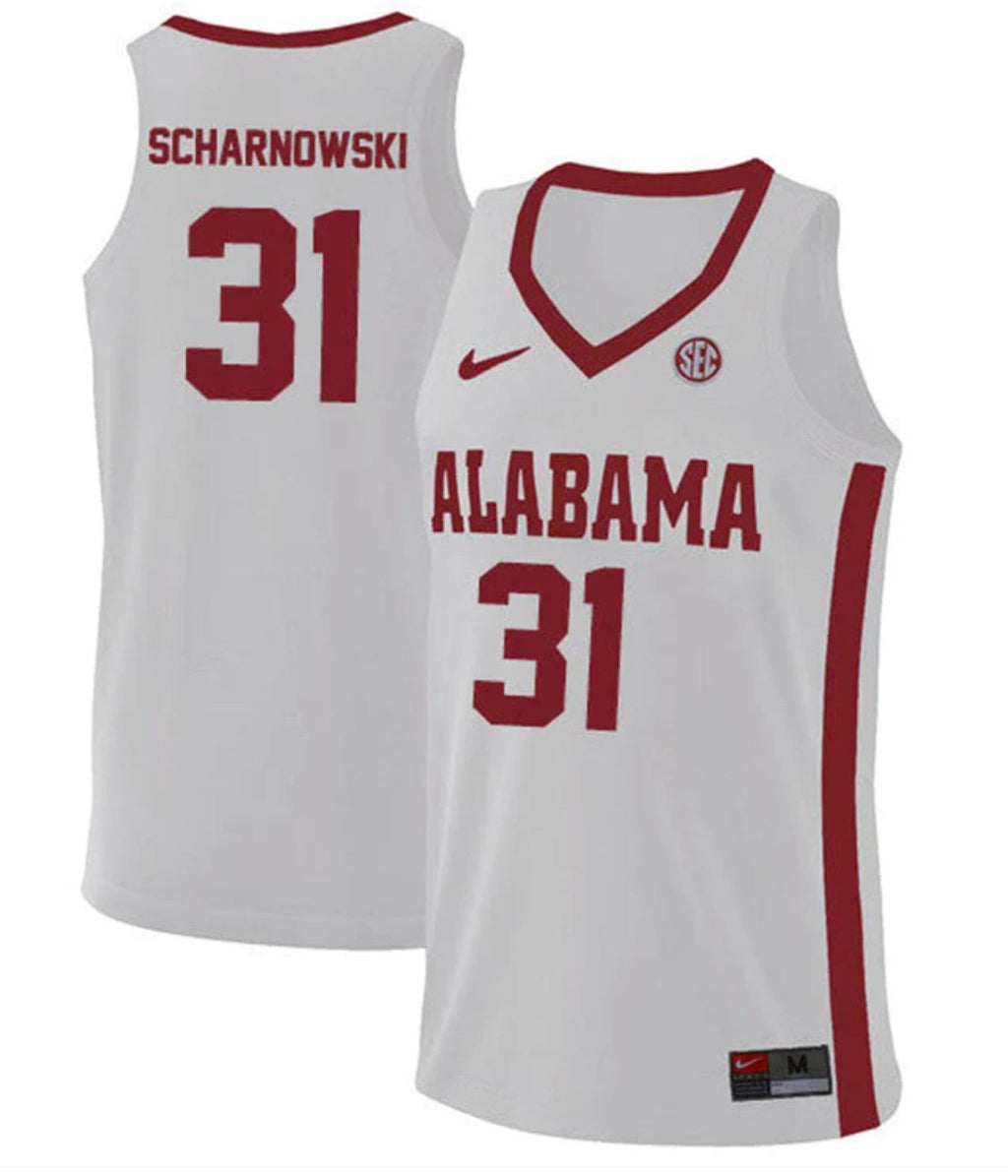 Max Scharnowski Jersey Alabama Crimson Tide College Basketball Replica White #31