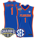 Men Walter Clayton Jr Jersey #1 Florida Gators 2025 SEC Champions Stitched Royal