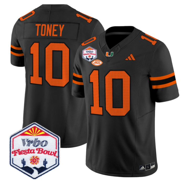 Malachi Toney Jersey #10 Miami Hurricanes 2026 Fiesta Bow Patch Stitched