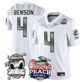 Malik Benson Jersey #4 Oregon Ducks Mummy Duck 2026 Peach Bowl Stitched White