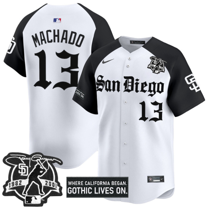 Manny Machado Jersey #13 San Diego Padres Gothic Edition Vapor Limited Stitched