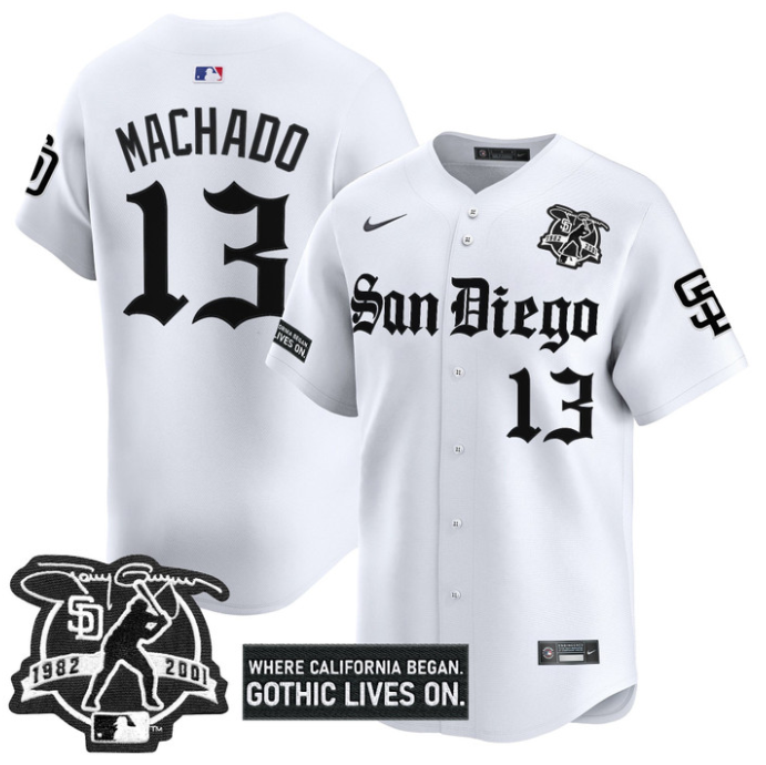 Manny Machado Jersey #13 San Diego Padres Gothic Edition Vapor Limited Stitched